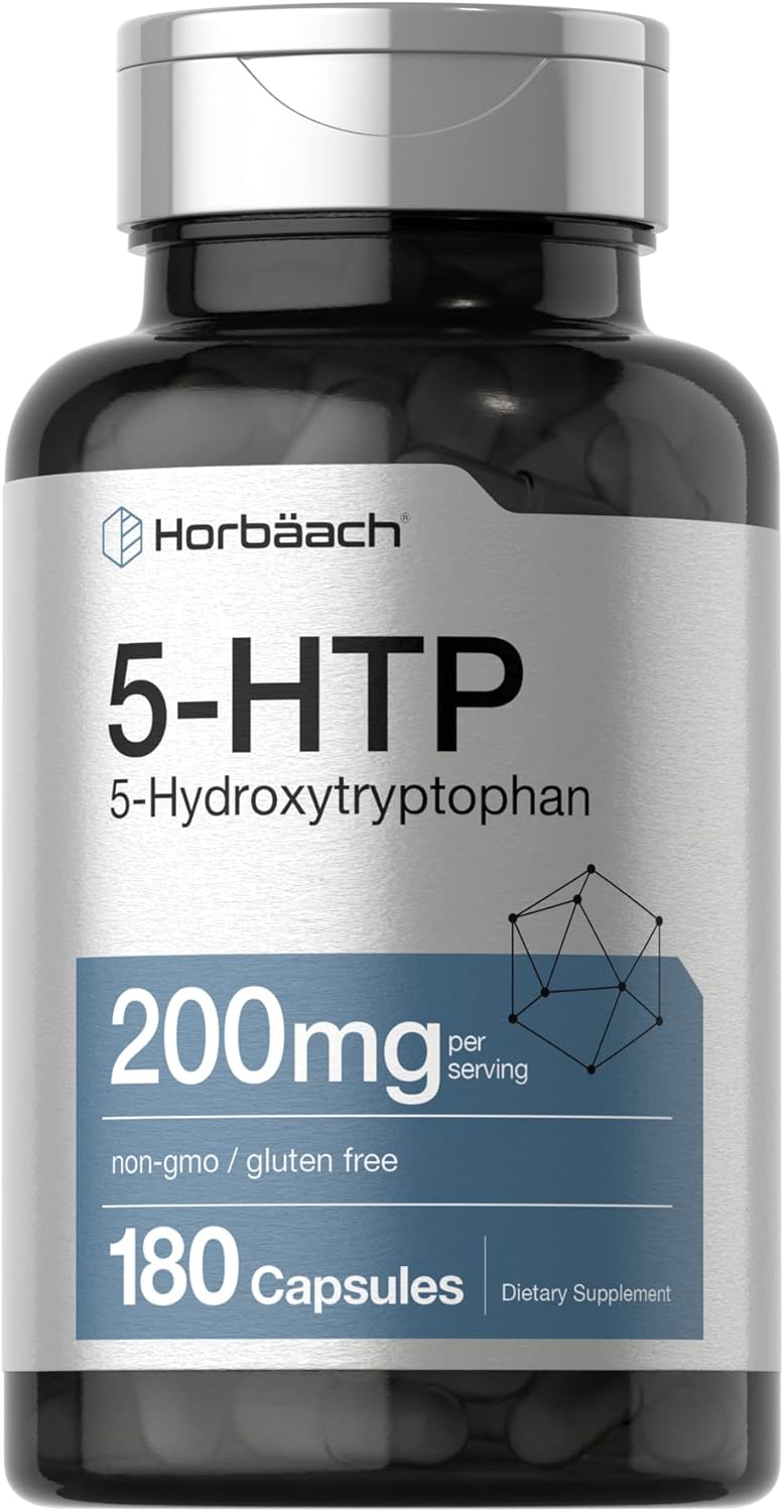 5HTP 200Mg Supplement | 180 Capsules | 5 Hydroxytryptophan | Griffonia Simplicifolia | Extra Strength | Non-Gmo, Gluten Free