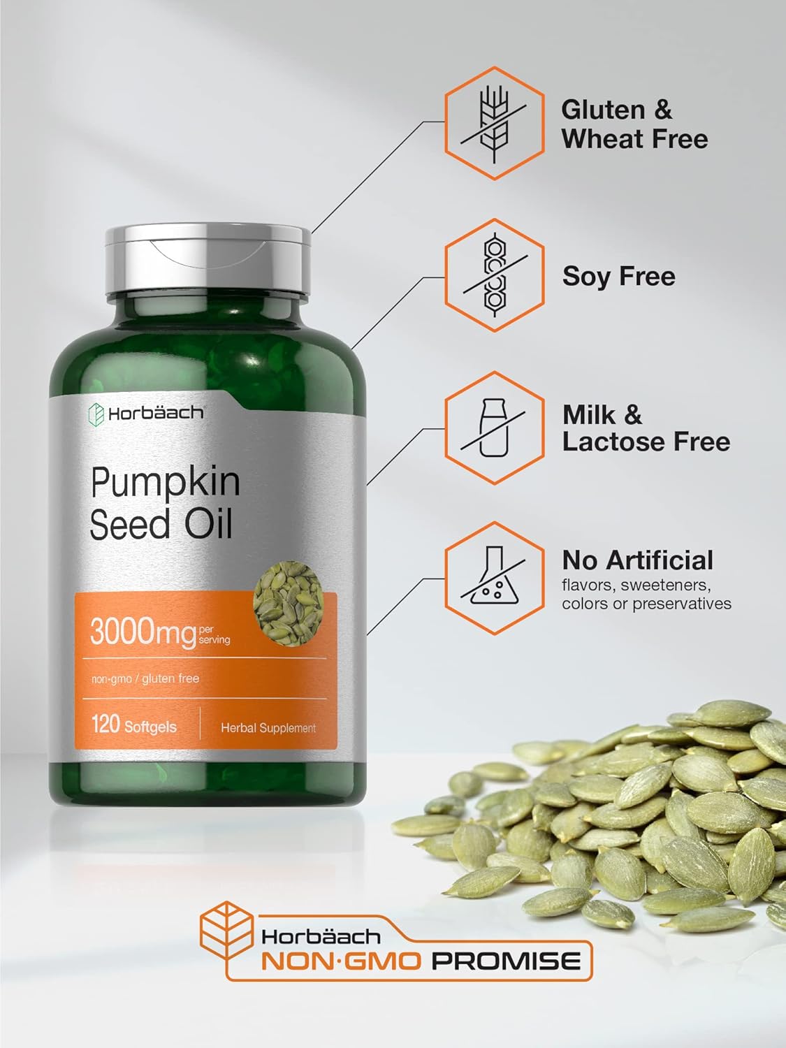 Pumpkin Seed Oil | 3000Mg | 120 Softgel Capsules | Cold Pressed Dietary Supplement | Non-Gmo and Gluten Free Formula
