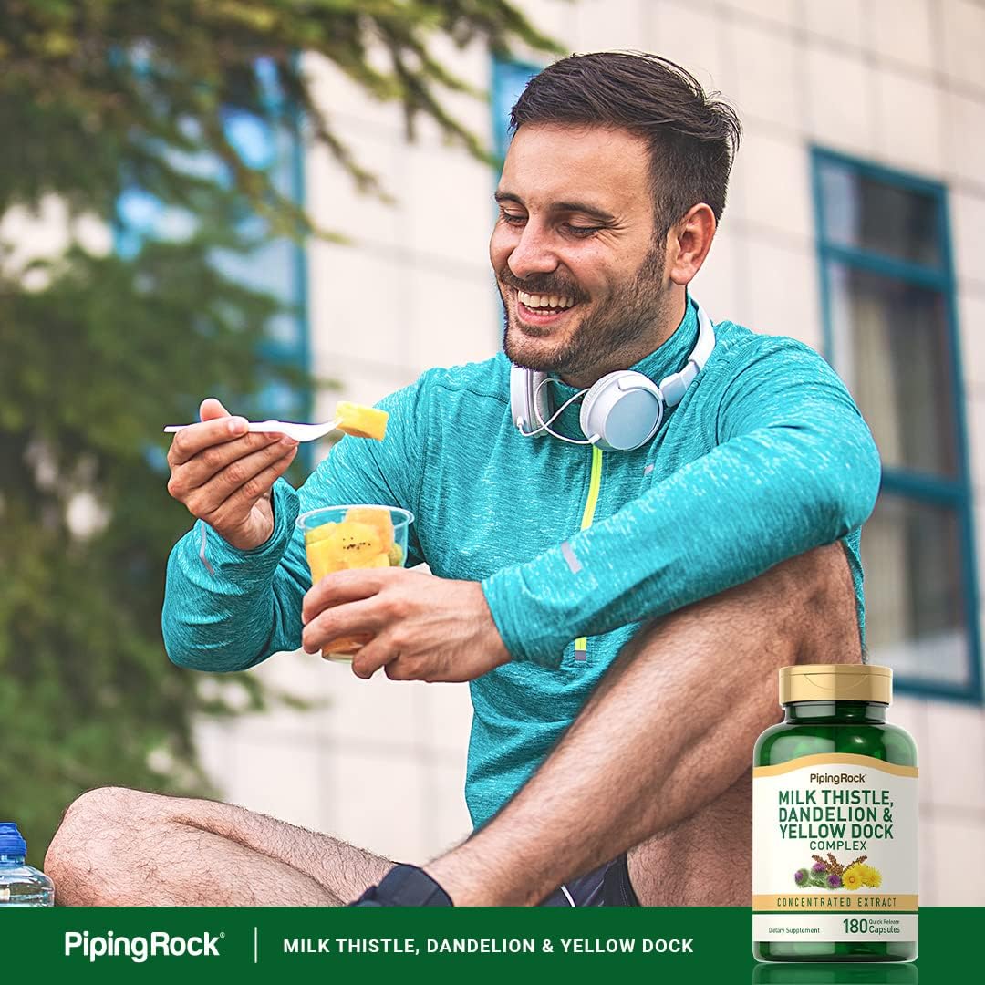 Milk Thistle, Dandelion & Yellow Dock | 180 Capsules | Concentrated Extract Complex | Non-Gmo, Gluten Free Supplement