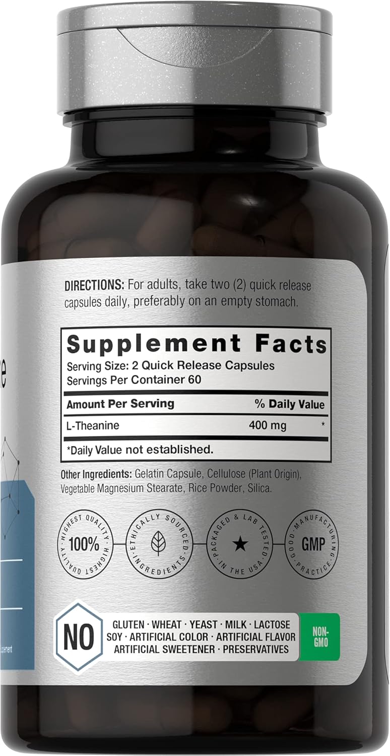 L-Theanine | 400Mg | 120 Capsules | Non-Gmo & Gluten Free