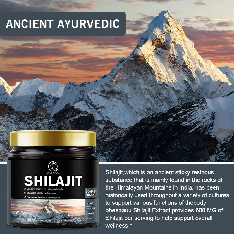 BBEEAAUU 60G 100% Himalaya Pure Shilajit Resin Original Mineral Health Supplement Non-Gmo Brain Memory Cognitive Energy Health