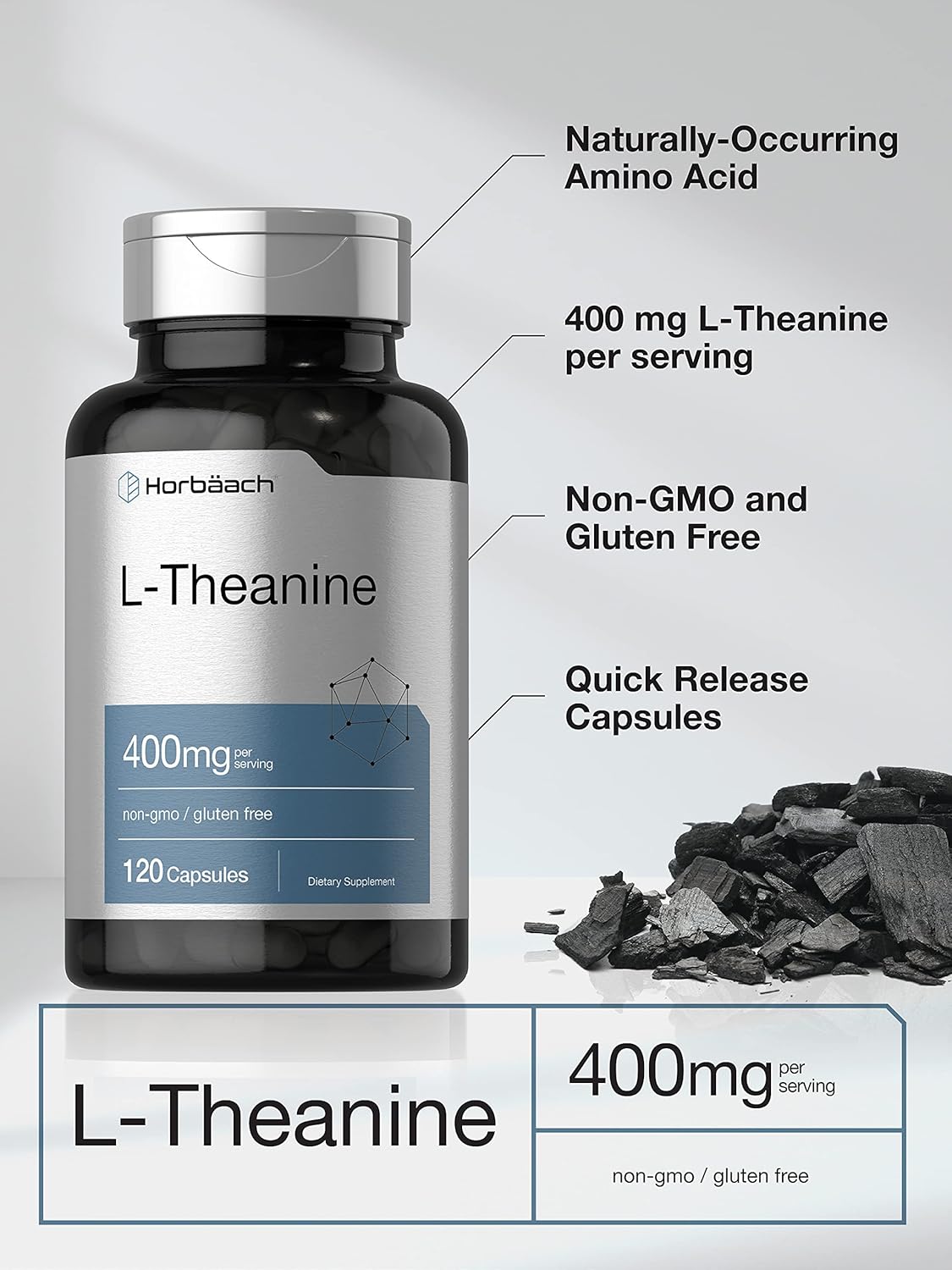 L-Theanine | 400Mg | 120 Capsules | Non-Gmo & Gluten Free