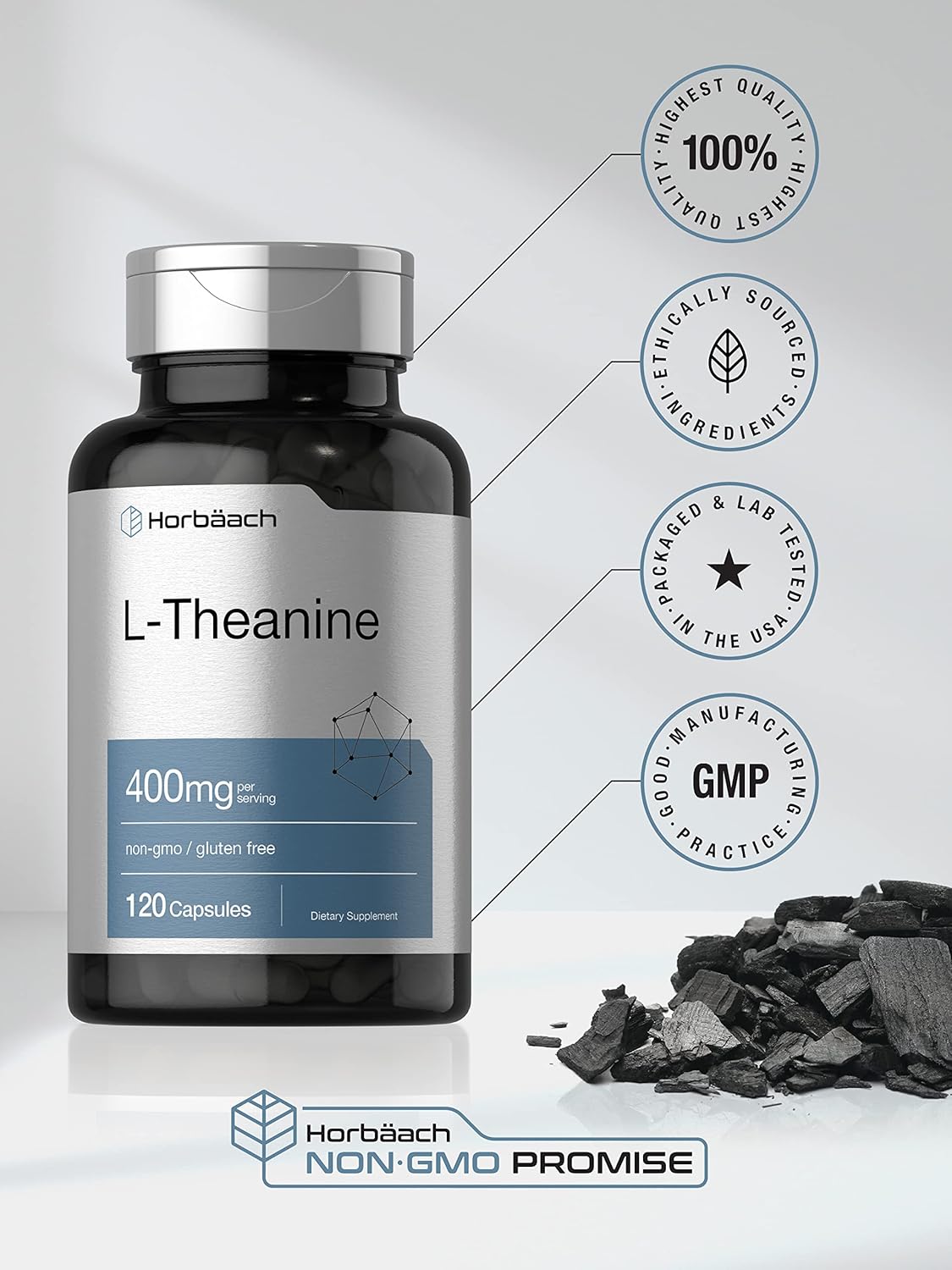 L-Theanine | 400Mg | 120 Capsules | Non-Gmo & Gluten Free