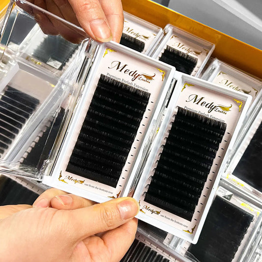 Wholesale Cashmere Eye Lash Extension Lash Tray Supplies Silk Dark Matte Black Mink Volume Eyelash Extension Private Label