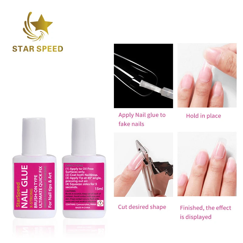15G Best Selling Organic Nail Glue for Tips Non-Toxic Nail Art Glue Brush on Nail Glue