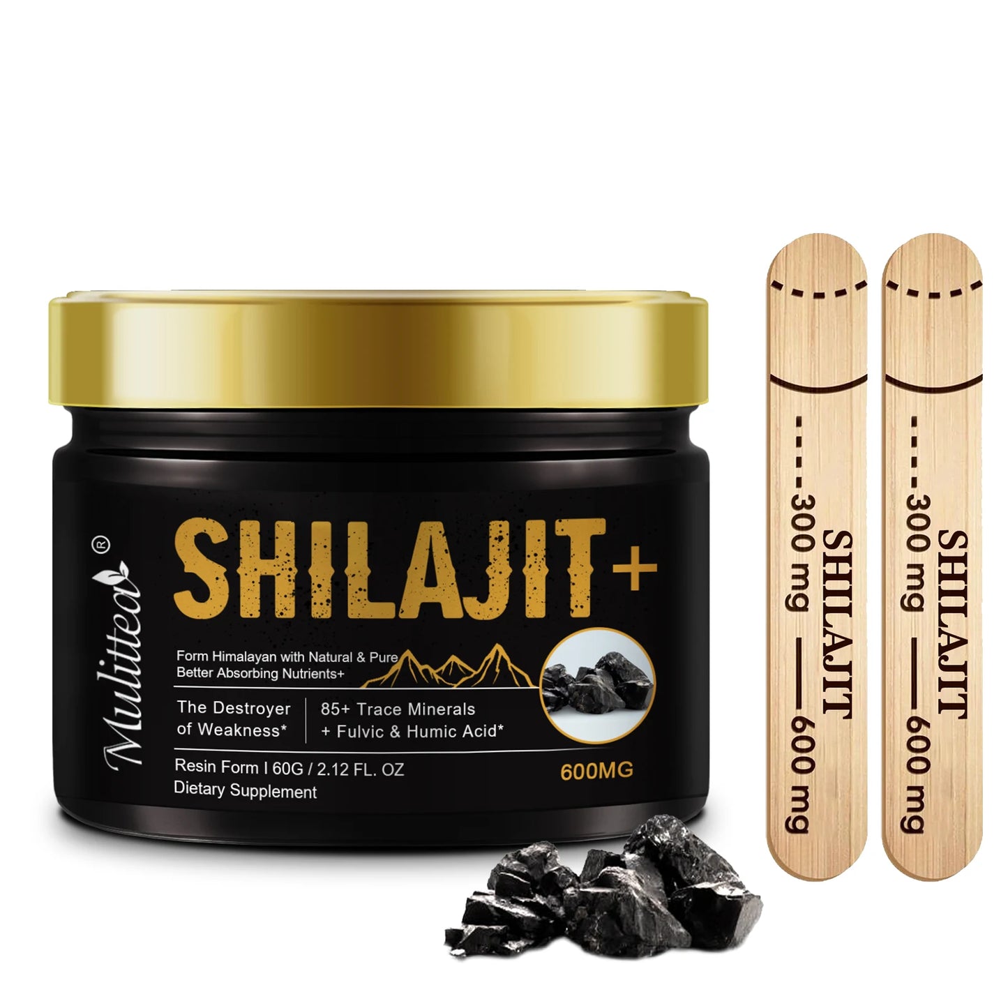 100% Pure Shilajits with 85+ Trace Minerals & Fulvic Acid Support Immune and Metabolic Health Brain Focus and Memory